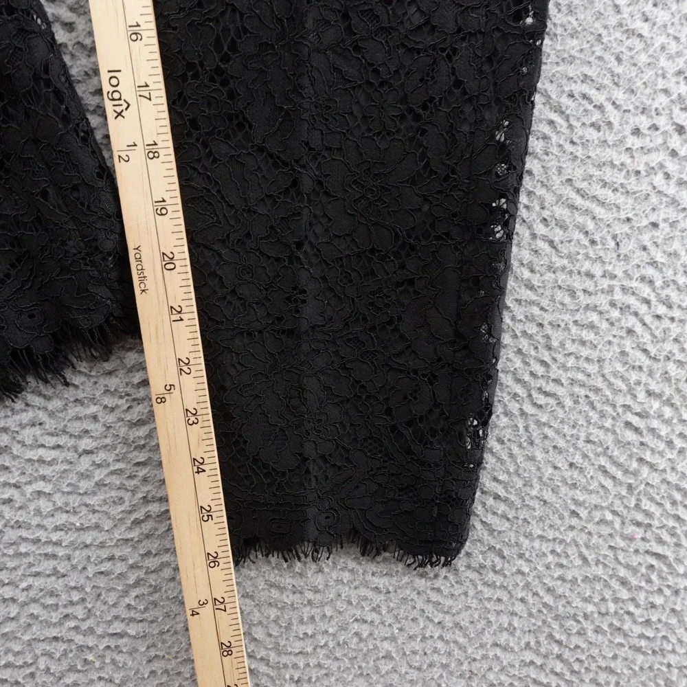 J Crew Lace Pull On‎ Ankle Pants Size 2 Black Women Elastic Waist Scalloped Hem
